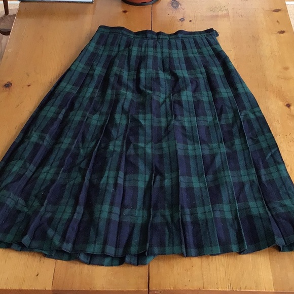 Vintage L.L. Bean Green Tartan Midi Skirt - Picture 2 of 5